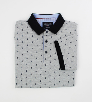 KOSZULKA  MĘSKA POLO LE MARIN KOTWICE O27516 SZARA