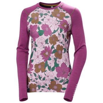 BIELIZNA DAMSKA HELLY HANSEN KOSZULKA W LIFA MERINO MIDW GRA CREW (49379) MAGENTA 2.0 FLORAL AOP