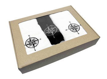 KOMPLET 3 RĘCZNIKÓW BAWEŁNIANYCH RÓŻA WIATRÓW (30X50, 50x100)MIX KOLORÓW