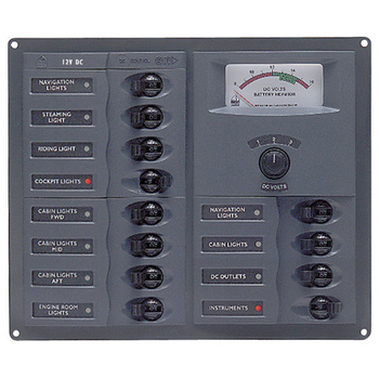 902-AM Rozdzielnica elektryczna 12 obwodowa z woltomierzem 12V