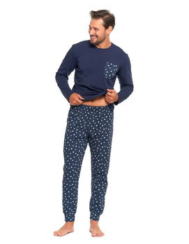 PIŻAMA MĘSKA KOMPAS DŁUGI RĘKAW GRANATOWA