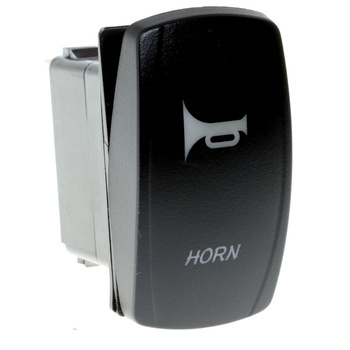 WŁĄCZNIK ROCKER 3 PIN (ON)-OFF, SPST, 2LED WHITE, FRONT HORN