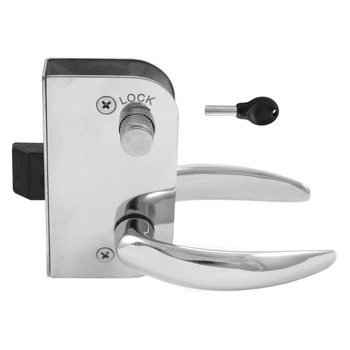 ZAMEK DRZWIOWY Z KLAMKĄ-LEWY, STAL NIERDZEWNA