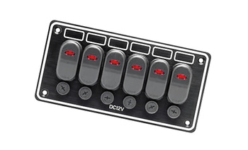 PANEL ELEKTRYCZNY 6 PRZEŁĄCZNIKÓW BRYZGOSZCZELNY - DO ŁODZI MOTOROWYCH I JACHTÓW