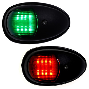 ZESTAW LAMP NAWIGACYJNYCH BURTOWYCH CZERWONA I ZIELONA LED - 12/24V OBUDOWA CZARNA