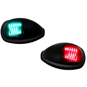 ZESTAW LAMP NAWIGACYJNYCH BURTOWYCH CZERWONA I ZIELONA LED - 12/24V OBUDOWA CZARNA