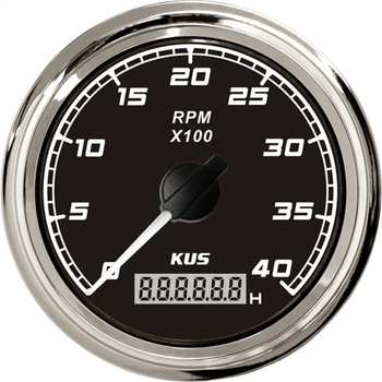 ZEGAR OBROTOMIERZ 0-4000RPM Z MOTOGODZINAMI, 96MM, CZARNY, BEZEL SS