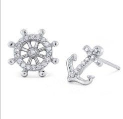 KOLCZYKI SREBRNE PR.925 KOTWICA/KOŁO STEROWE