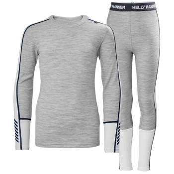 HELLY HANSEN BIELIZNA TERMOAKTYWNA DZIECIĘCA (49403) JUNIOR'S LIFA MERINO MIDWEIGHT SET SZARY