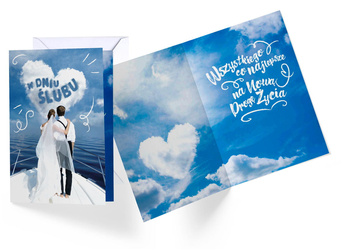 Kartka okolicznościowa W dniu Ślubu chmurka holo 3D
