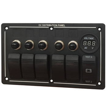 PANEL ELEKTRYCZNY POZIOMY WODOSZCZELNY IP68, 12/24V, 5 ROCKER SWITCH ON-OFF, WOLTOMIERZ