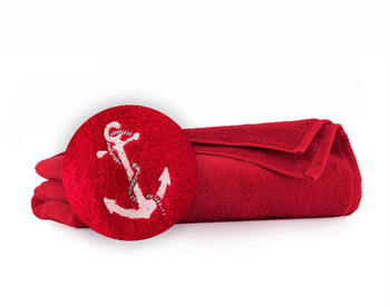 KOMPLET 3 RĘCZNIKÓW BAWEŁNIANYCH KOTWICA (30X50, 50x100,70x140)CZERWONY