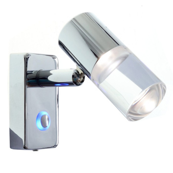 LAMPKA KINKIET LED WŁĄCZNIK DOTYKOWY, 10-30V, 80x40x90 MM, ALUMINIUM CHROMOWANE, BIAŁA NEUTRALNA