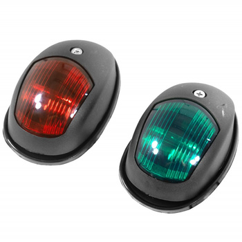 ZESTAW LAMP NAWIGACYJNYCH BURTOWYCH CZERWONA I ZIELONA - 12/24V OBUDOWA CZARNA