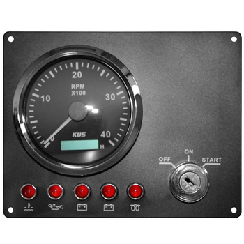 PANEL SILNIKOWY 1 ZEGAR, STACYJKA, 5 DIOD, 12V/24V, 180 X 140MM