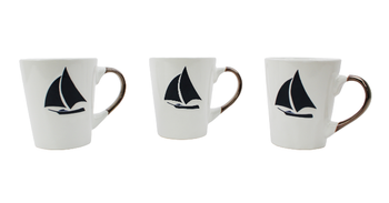 KUBEK ŻAGLÓWKA BIAŁY RĘKODZIEŁO