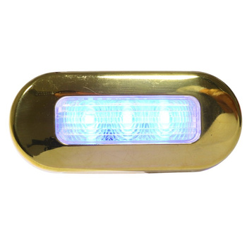 LAMPKA LED COURTESY ZŁOTA, 12V, L76, W32MM, KOLOR NIEBIESKI