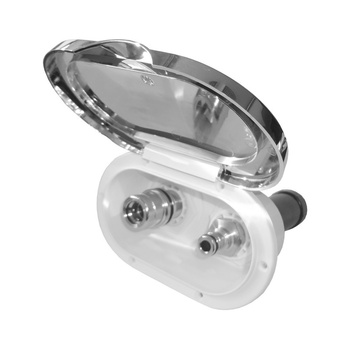 POJEMNIK Z PRZYŁĄCZEM WODY INLET-OUTLET CHROMOWANY Z POKRYWĄ PROSTY