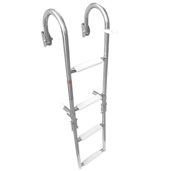 DRABINKA 4-STOPNIOWA, SKŁADANA, L290, W266, H557, STAL NIERDZEWNA, POKŁAD, BURTA, Z PORĘCZAMI