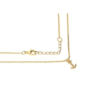 NASZYJNIK SREBRNY POZŁACANY KOTWICA Z CYRKONIAMI