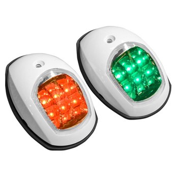 ZESTAW LAMP NAWIGACYJNYCH BURTOWYCH CZERWONA I ZIELONA LED - 12 V OBUDOWA BIAŁA (X) (W)