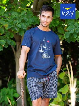 PIŻAMA MĘSKA BAWEŁNIANA KEY MNS 420 GRANATOWA