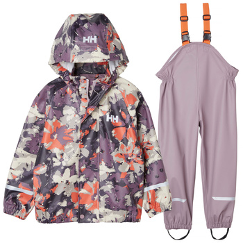 KOMPLET DZIECIĘCY HELLY HANSEN  BERGEN 2.0 PU RAINSET AOP 40511 PURPLE CLAY AOP