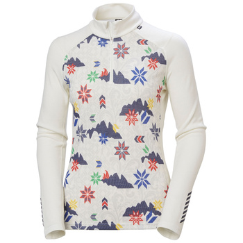 BIELIZNA DAMSKA HELLY HANSEN KOSZULKA LIFA MERINO MIDW GRA 1/2 ZIP OFF WHITE CORTINA AOP