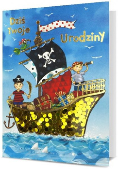 KARTKA KARNET URODZINOWY DLA DZIECKA STATEK PIRACKI