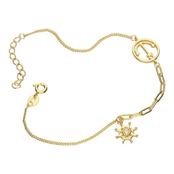 BRANSOLETKA SREBRO POZLACANE KOTWICA STER Z CYRKONIĄ  pr.925