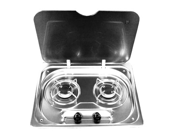 KUCHENKA GAZOWA DWUPALNIKOWA Z POKRYWĄ SZKLANĄ