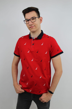 KOSZULKA MĘSKA LE MARIN POLO ŻAGLE (35943) RED