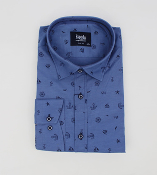 KOSZULA MĘSKA MARINE O25224 NIEBIESKA