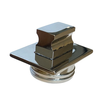 GAŁKA WCISKANA DO ZAMKA Z SZYLDEM - PROSTOKĄT - H19MM, MOSIĄDZ CHROMOWANY