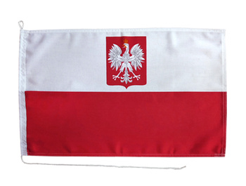 BANDERA POLSKI Z GODŁEM NA JACHT 40X27 CM - z linką do montażu