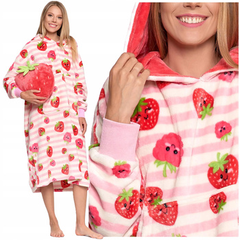 PONCZO BLUZA KOCYKOWA DAMSKA PODUSZKA 2w1 TRUSKAWKA