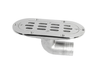 ODPŁYW WODY Z KRATKĄ 90 x190 mm na wąż 38 mm - KRATKA ODPŁYWOWA STAL NIERDZEWNA