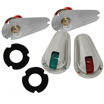 ZESTAW LAMP NAWIGACYJNYCH BURTOWYCH CZERWONA I ZIELONA - 12V OBUDOWA STAL NIERDZEWNA
