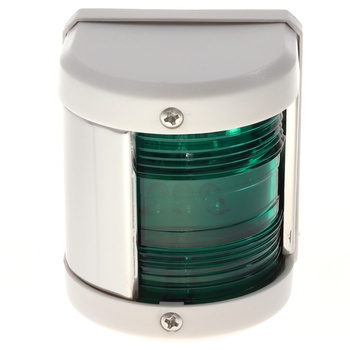 LAMPA NAWIGACYJNA BURTOWA ZIELONA DO 12m LED - 12V CLASSIC OBUDOWA BIAŁA