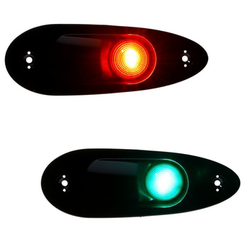 ZESTAW LAMP NAWIGACYJNYCH BURTOWYCH CZERWONA I ZIELONA EYE LED - 12/24V OBUDOWA CZARNA