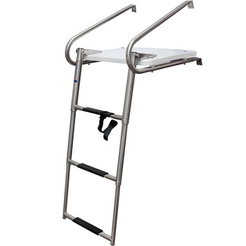 DRABINKA 3-STOPNIOWA, TELESKOPOWA, L475, W462, H330, STAL NIERDZEWNA, PLATFORMA